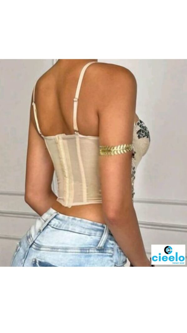Corset Top de Encaje Estampado para Citas y Fiestas