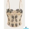 Corset Top de Encaje Estampado para Citas y Fiestas