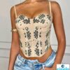 Corset Top de Encaje Estampado para Citas y Fiestas