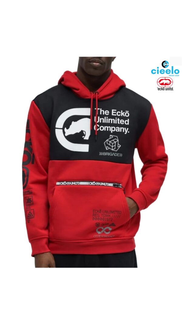 Sudadera Ecko Reciclada Camuflaje - Rojo y Negro