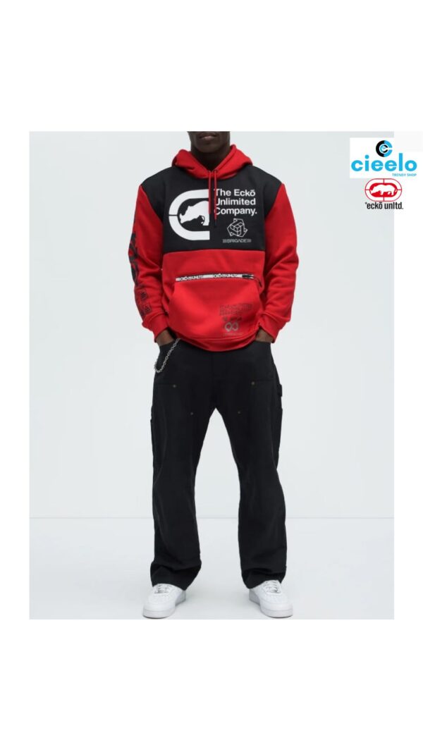 Sudadera Ecko Reciclada Camuflaje - Rojo y Negro