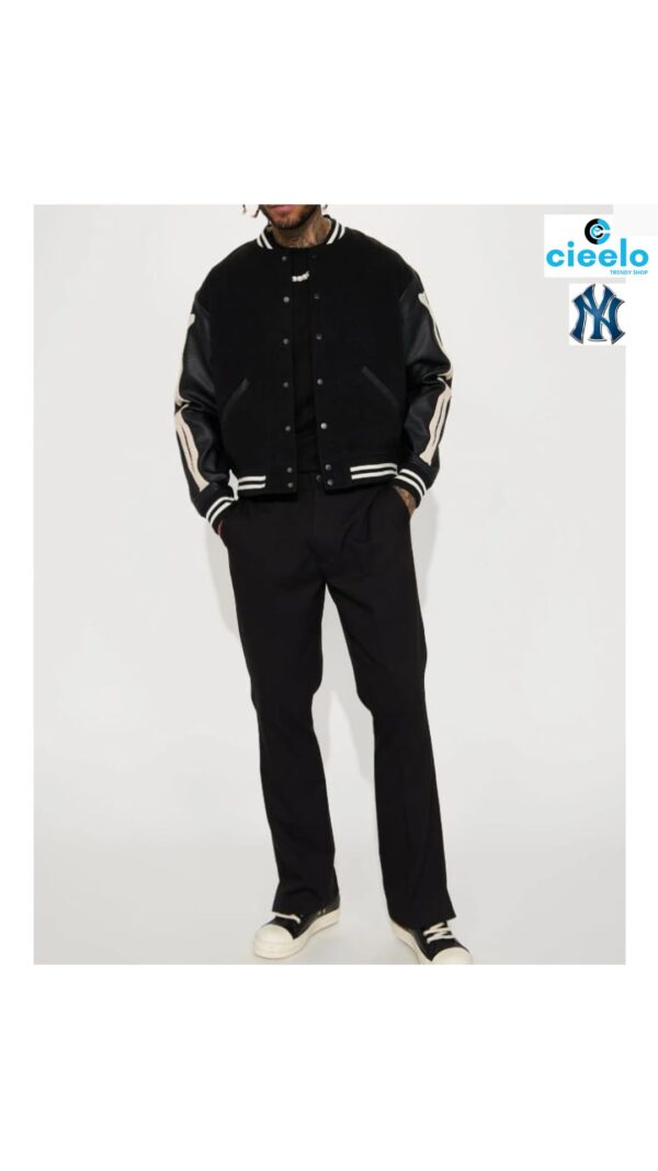Bone Applique Varsity Bomber Jacket - Estilo Único