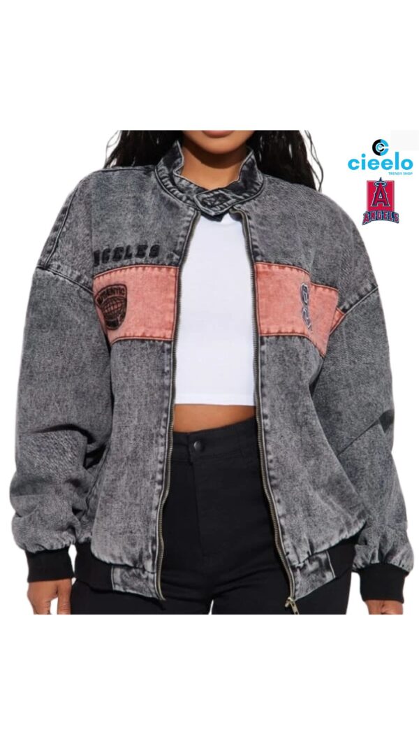 Chaqueta Bomber Lavada Estilo Los Ángeles