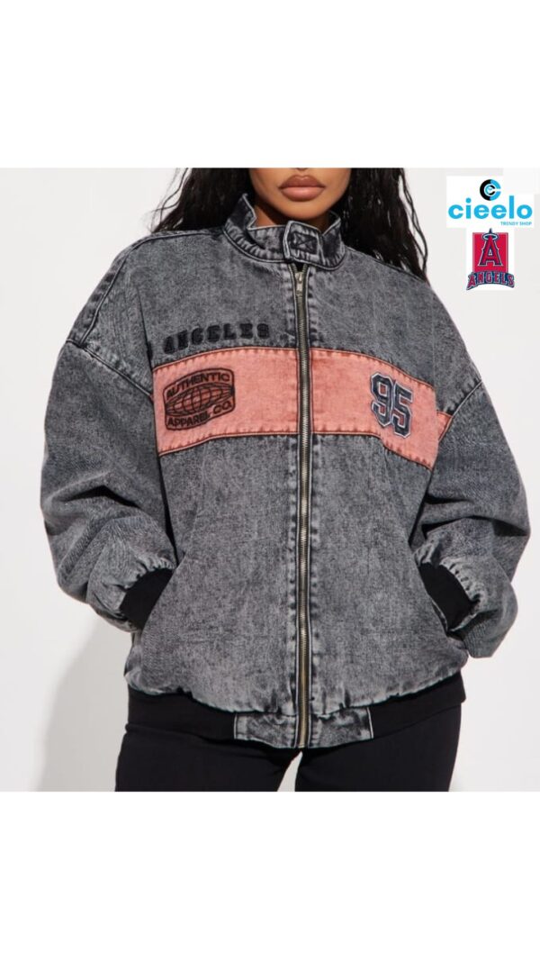 Chaqueta Bomber Lavada Estilo Los Ángeles