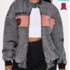 Chaqueta Bomber Lavada Estilo Los Ángeles