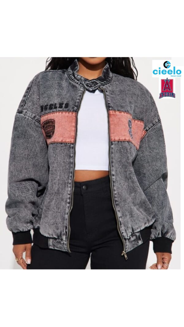 Chaqueta Bomber Lavada Estilo Los Ángeles