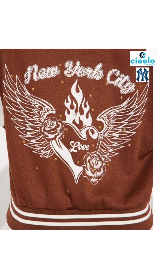 Chaqueta Universitaria Estilo Nueva York – Marrón