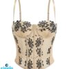 Corset Top de Encaje Estampado para Citas y Fiestas