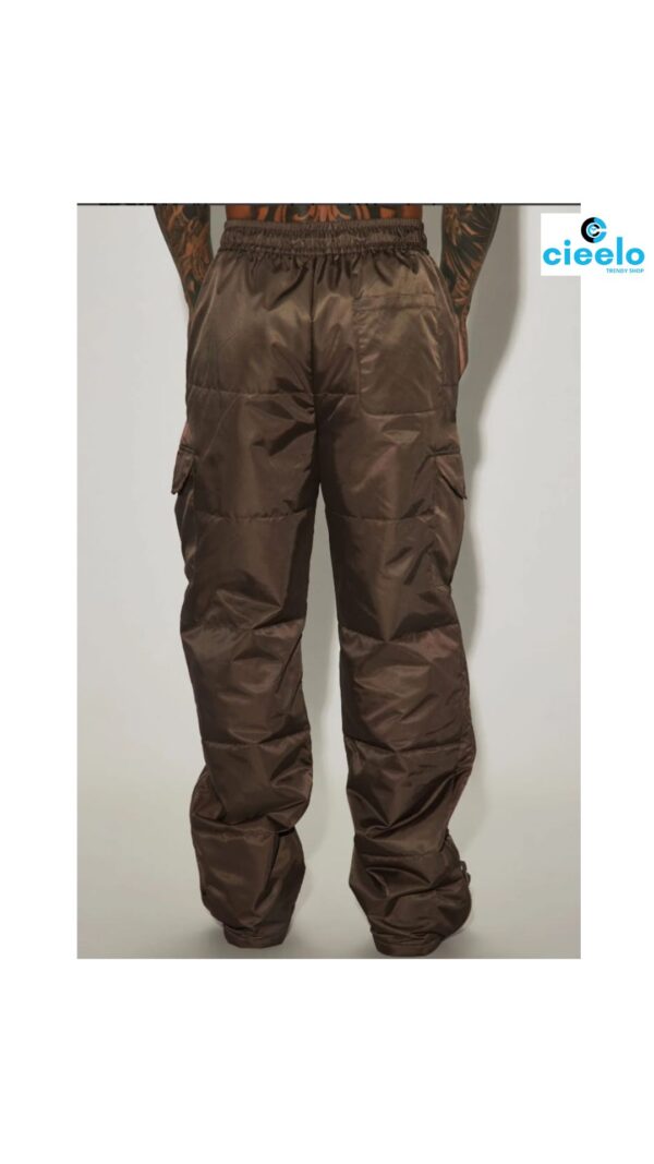 Ride With Me Baggy Padded Nylon Pants in Brown