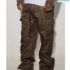 Ride With Me Baggy Padded Nylon Pants in Brown