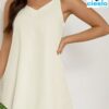 Vestido blanco elegante – Encaje en A y escote en V
