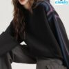 Sudadera Oversize Mujer – Capucha Negra con Rayas Grafiti Coloridas