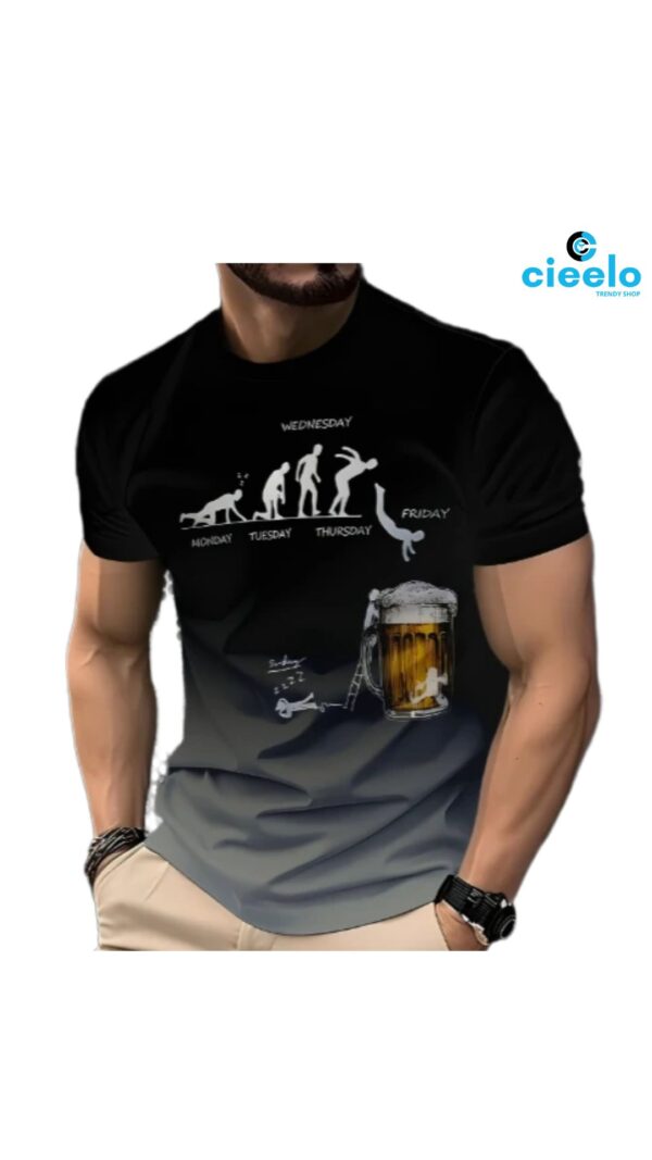 Camiseta con Estampado 3D de Cerveza para Hombre