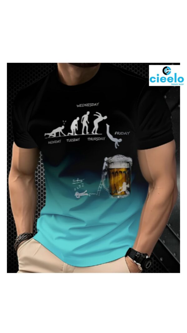 Camiseta con Estampado 3D de Cerveza para Hombre