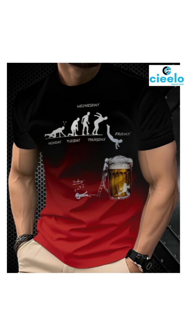 Camiseta con Estampado 3D de Cerveza para Hombre
