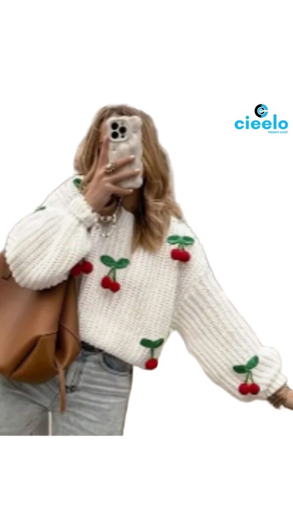 Suéter de cerezas – Estilo cute y relajado para tu día a día