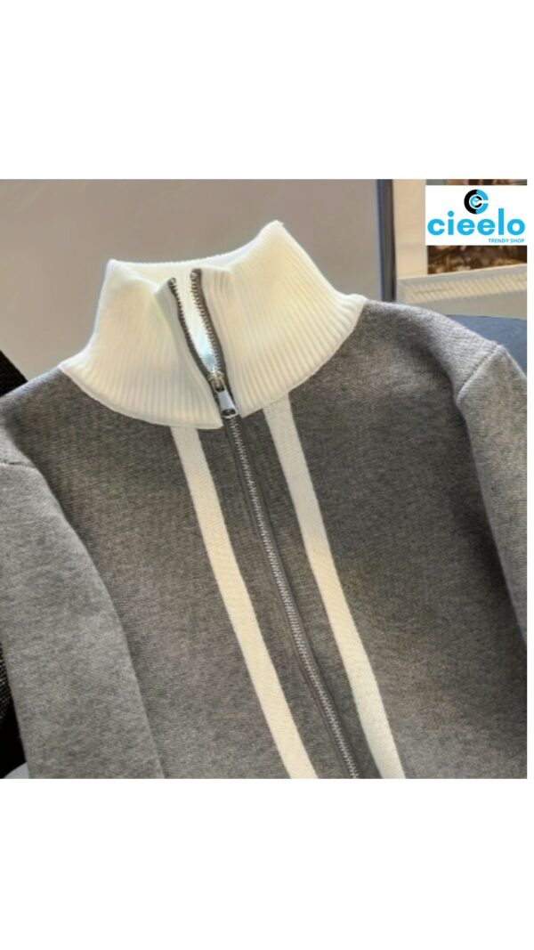 Suéter de punto con cremallera dual – Elegancia casual para días fríos