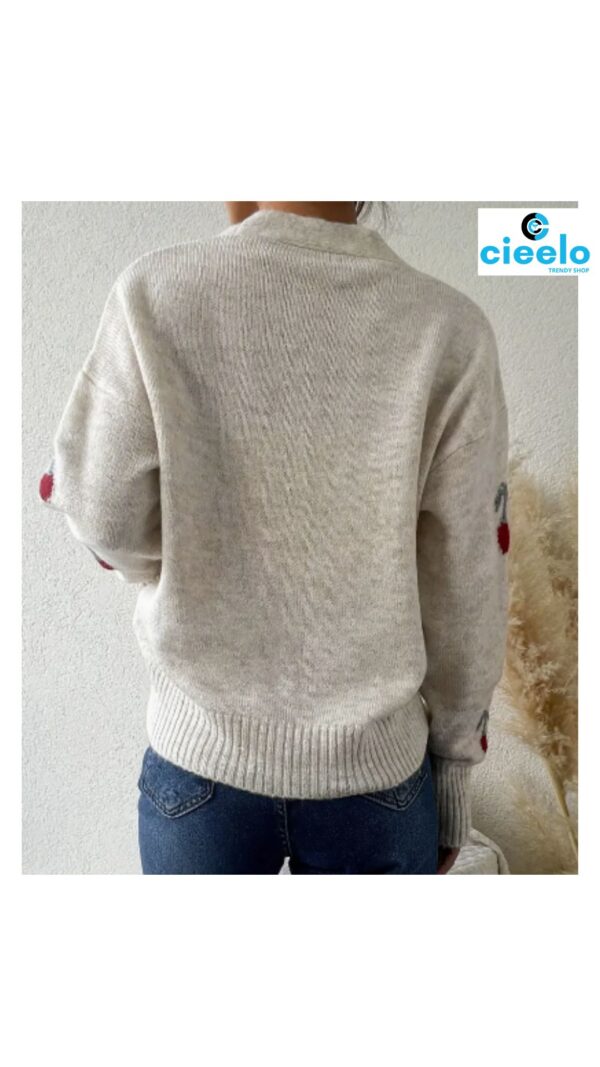 Cárdigan con cerezas – Estilo casual y dulce para el frío