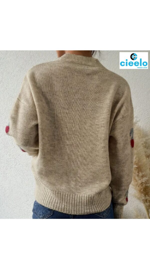 Cárdigan con cerezas – Estilo casual y dulce para el frío