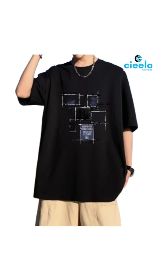 Camiseta Geométrica Hombre – Algodón 100% Street Casual