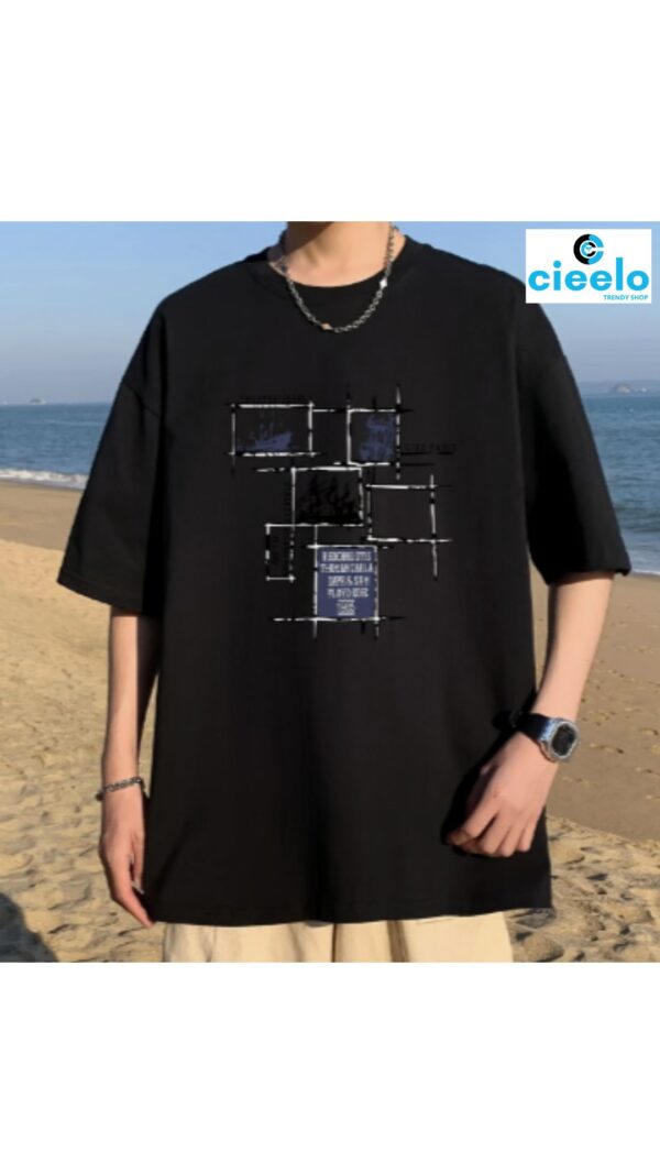 Camiseta Geométrica Hombre – Algodón 100% Street Casual