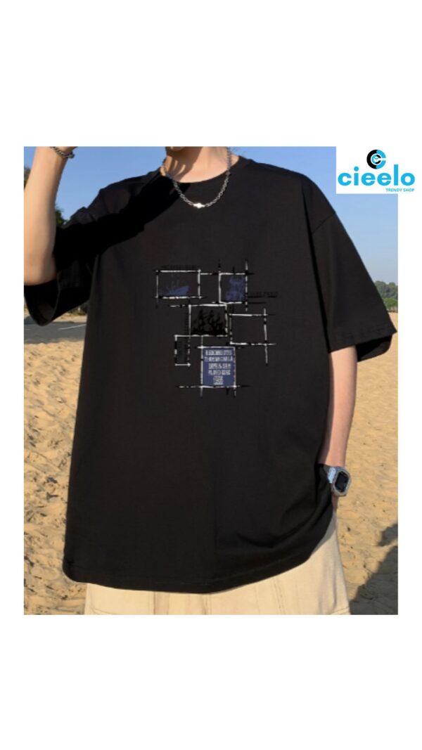 Camiseta Geométrica Hombre – Algodón 100% Street Casual