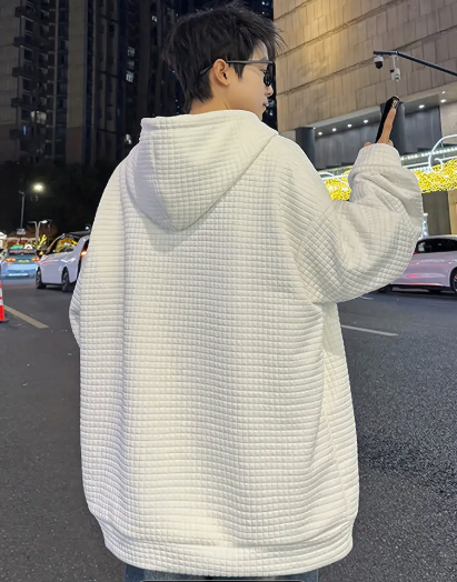 Sudadera Hombre Waffle – Casual, Holgada y con Capucha