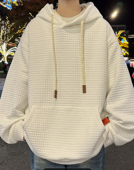 Sudadera Hombre Waffle – Casual, Holgada y con Capucha