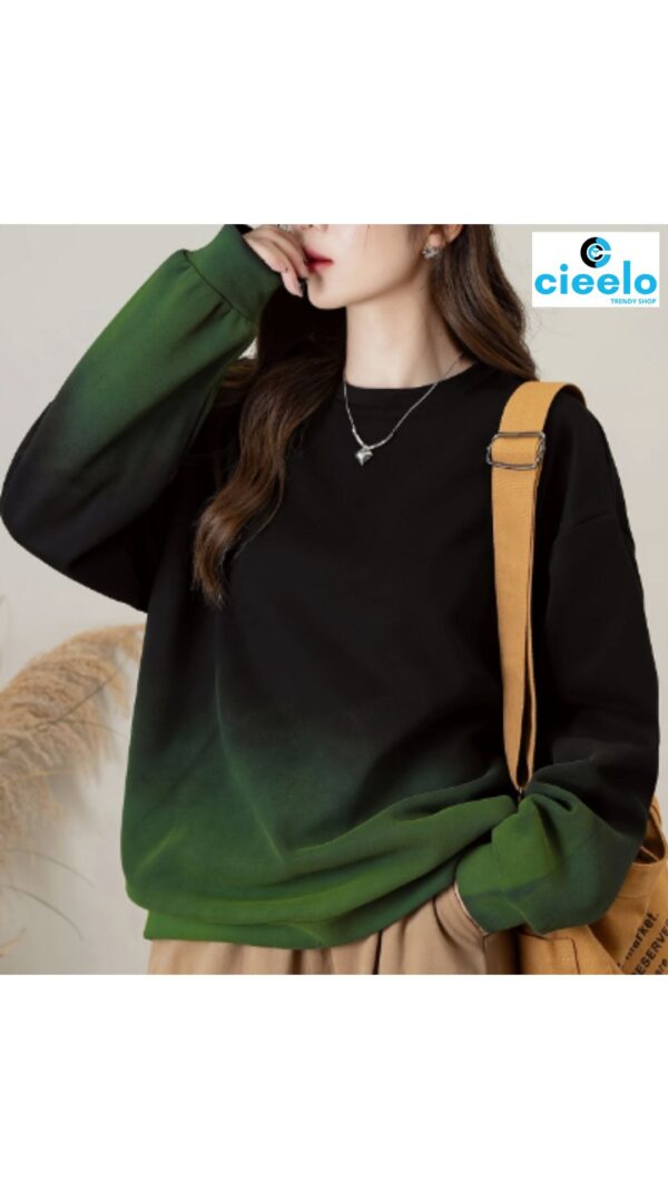 Sudadera Degradada Verde Mujer – Estilo Moderno y Cómodo