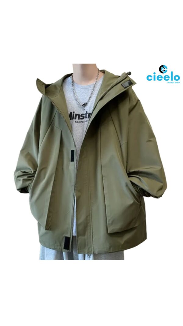 Chaqueta con capucha – Cortavientos casual en talla grande