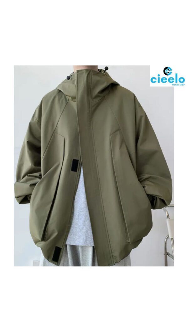 Chaqueta con capucha – Cortavientos casual en talla grande