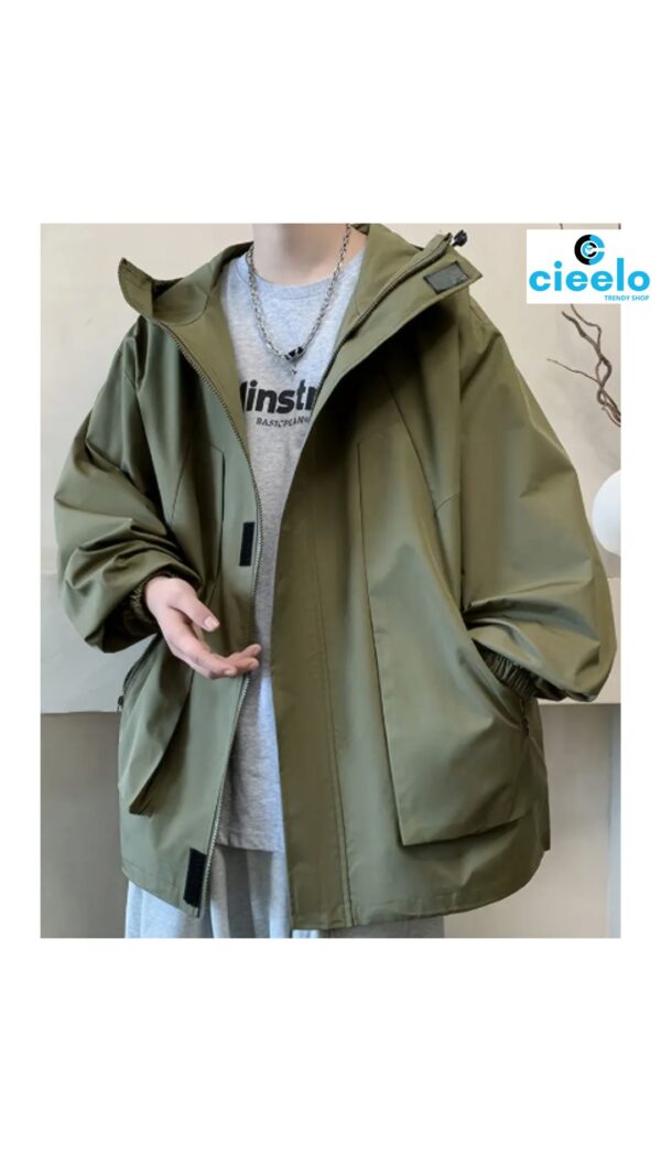 Chaqueta con capucha – Cortavientos casual en talla grande