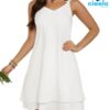 Vestido blanco elegante – Encaje en A y escote en V
