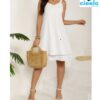 Vestido blanco elegante – Encaje en A y escote en V