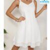 Vestido blanco elegante – Encaje en A y escote en V