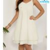 Vestido blanco elegante – Encaje en A y escote en V