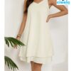 Vestido blanco elegante – Encaje en A y escote en V