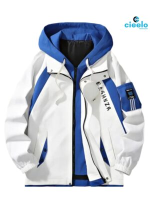Chaqueta Preppy con Capucha y Cremallera para Hombre