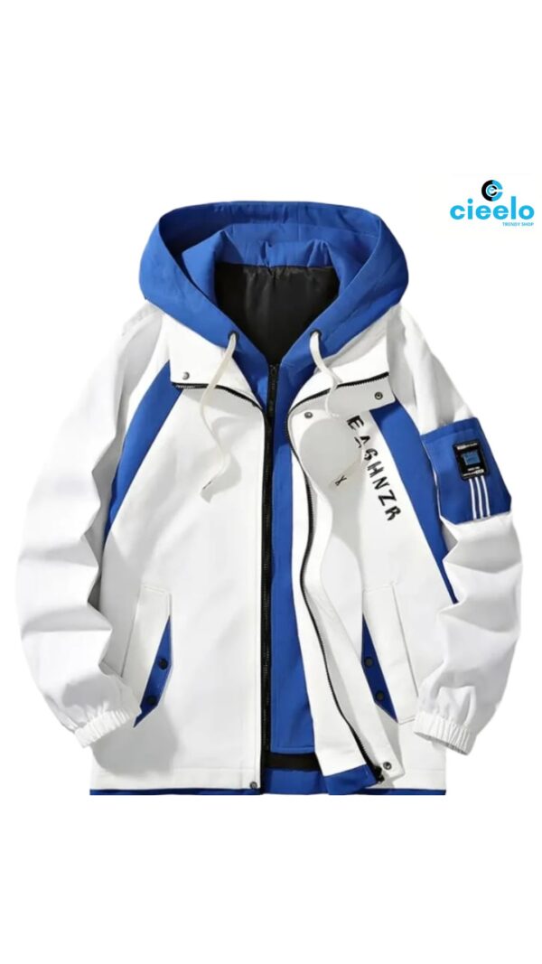 Chaqueta Preppy con Capucha y Cremallera para Hombre