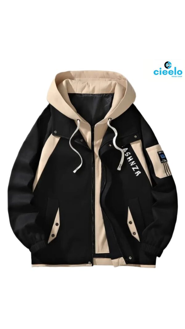 Chaqueta Preppy con Capucha y Cremallera para Hombre