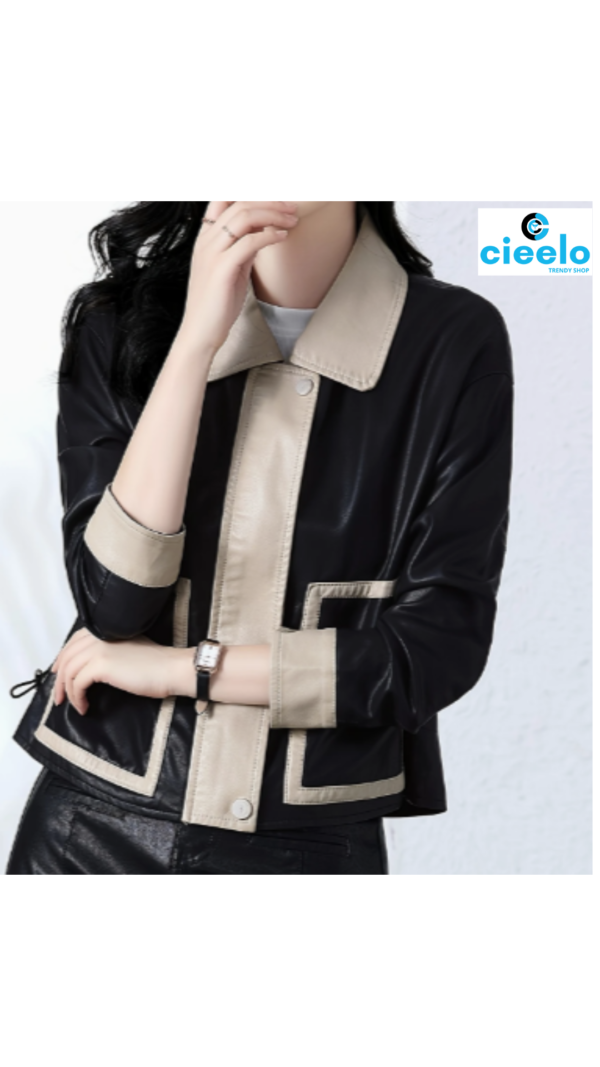 Chaqueta Bicolor Elegante para Mujer – Estilo Corto, Casual y Chic