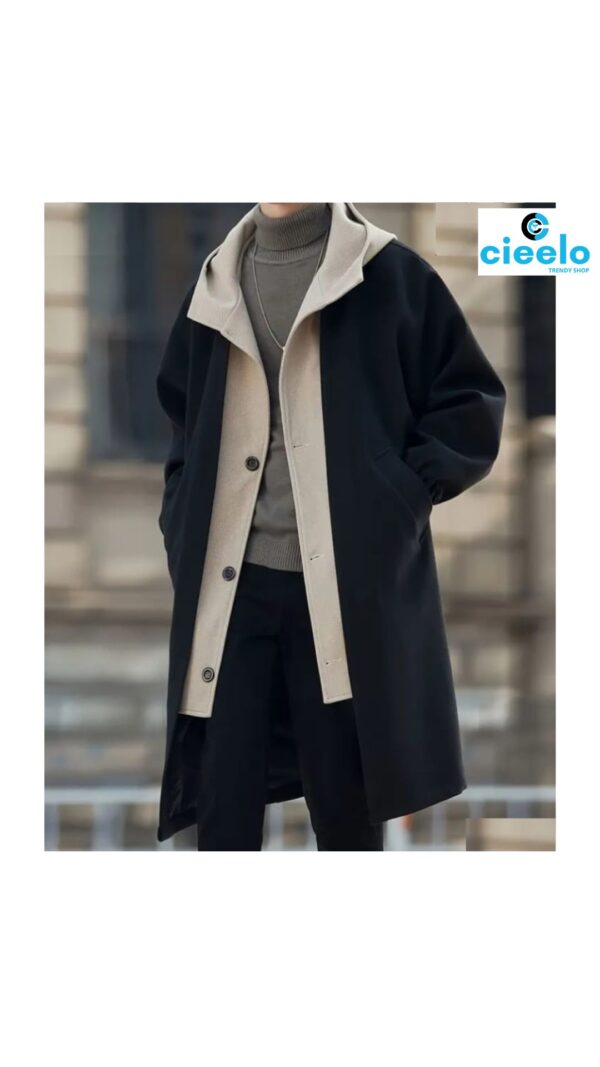 Abrigo de lana con capucha – Elegancia y calidez para invierno