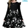 Vestido Floral Negro – Elegancia Cómoda para Niñas
