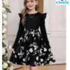 Vestido Floral Negro – Elegancia Cómoda para Niñas