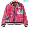 Chaqueta Bomber de Forro Polar y Estampado Pop Art para Niñas – Estilo Béisbol de Invierno