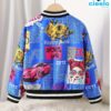 Chaqueta Bomber de Forro Polar y Estampado Pop Art para Niñas – Estilo Béisbol de Invierno