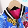 Chaqueta Bomber de Forro Polar y Estampado Pop Art para Niñas – Estilo Béisbol de Invierno