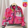 Chaqueta Bomber de Forro Polar y Estampado Pop Art para Niñas – Estilo Béisbol de Invierno