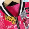 Chaqueta Bomber de Forro Polar y Estampado Pop Art para Niñas – Estilo Béisbol de Invierno
