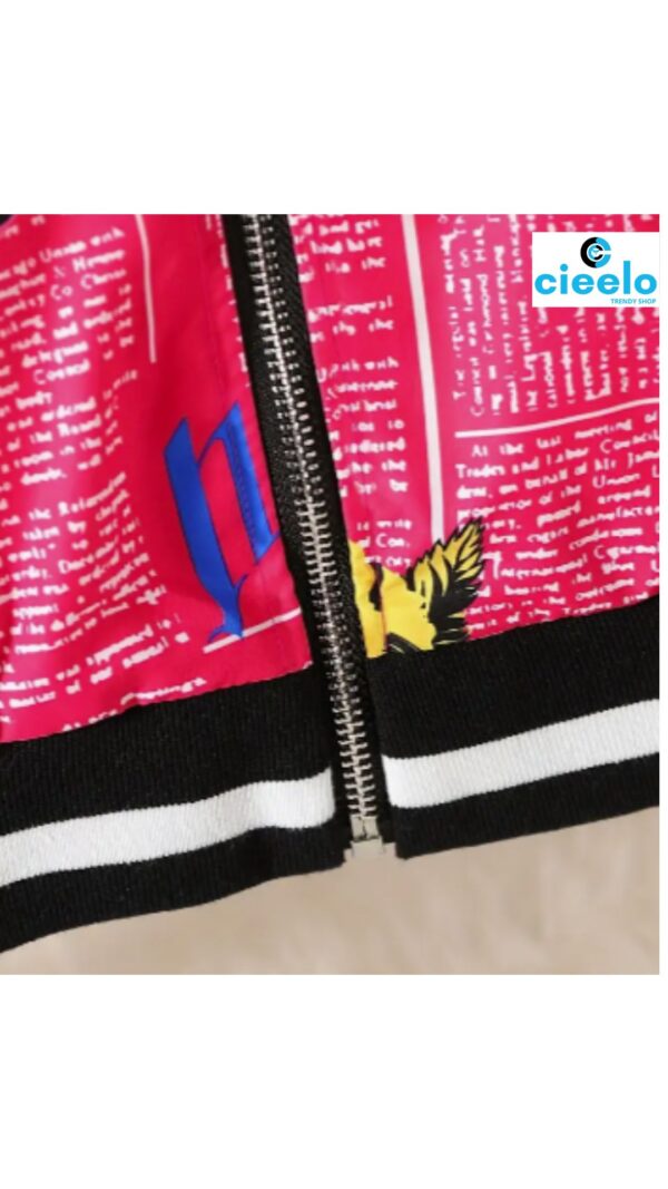 Chaqueta Bomber de Forro Polar y Estampado Pop Art para Niñas – Estilo Béisbol de Invierno